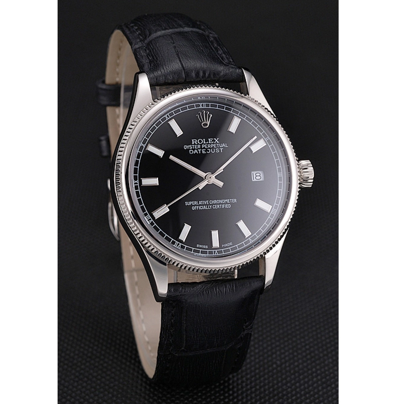 Aaa replica watch Stainless Swiss And Bracelet Rolex Black Datejust Steel Case Dial 0706